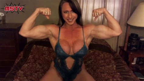 Female Bodybuilder In Lingerie On Bed Youtube