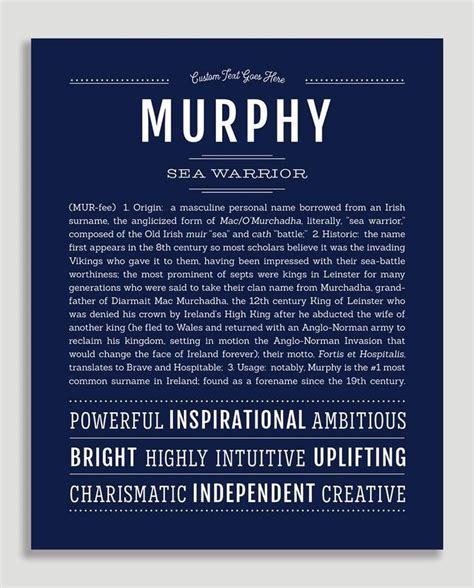 Murphy Male Name Art Print Classic Names Names Names With Meaning