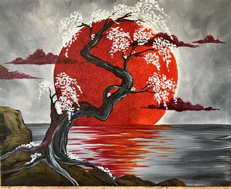 Come Paint Japanese Crimson Moon At Pinots Palette Japanese