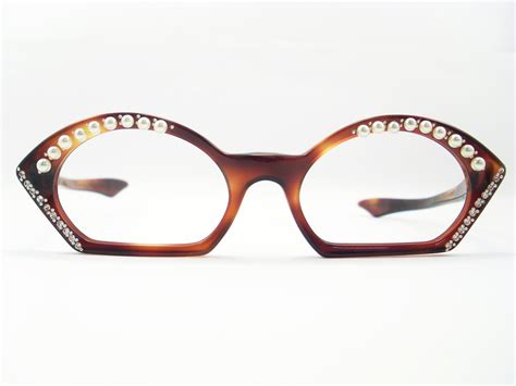 vintage eyeglasses frames eyewear sunglasses 50s vintage frame france rhinestones eyeglasses