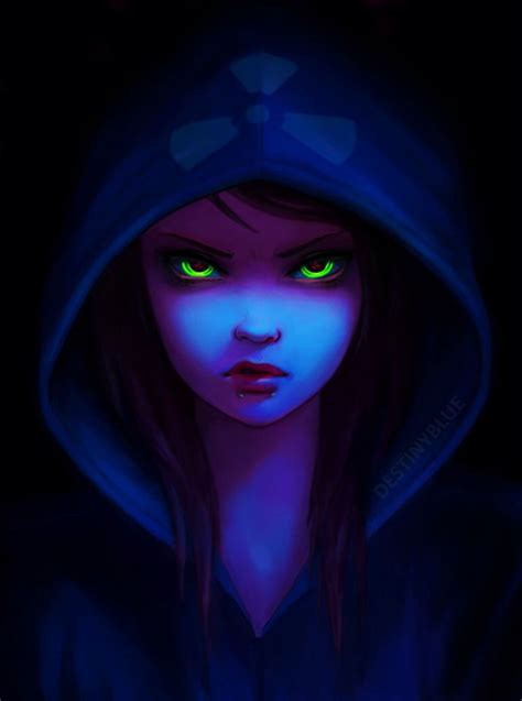 Anime Destinyblue Deviantart Green Eyes Blue Hood Toxic Art