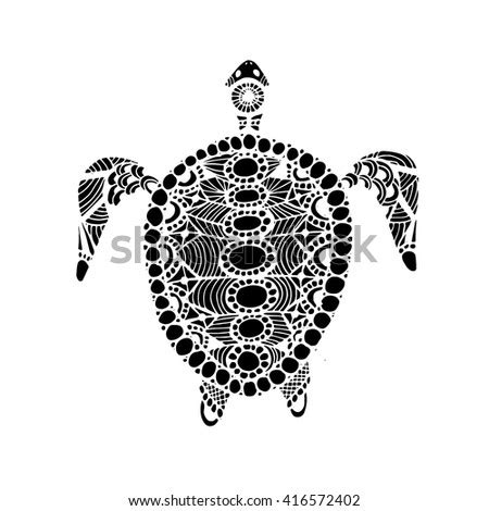 Zentangle Tribal Stylized Turtle Hand Drawn Stock Vector
