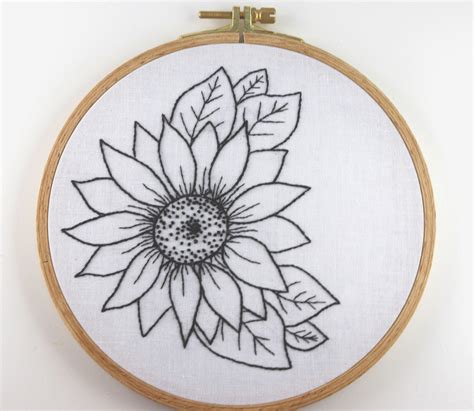 Printable Sunflower Embroidery Pattern Download Yellow Sunflower