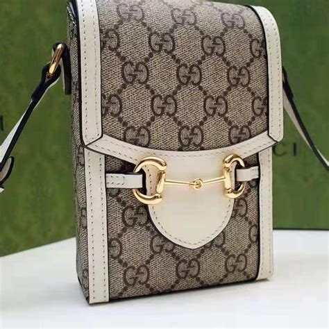 Gucci Women Horsebit 1955 Mini Bag Beige Ebony Gg Supreme Canvas Lulux