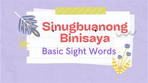 Sinugbuanong Binisaya New Basic Sight Words Reading Practice