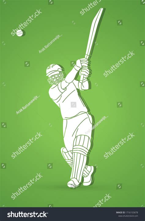 Vektor Stok Cricket Player Action Cartoon Sport Graphic Tanpa Royalti
