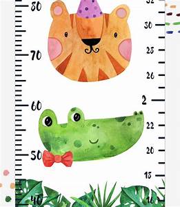 Growth Chart Animals Height Chart For Kids Watercolor Nursery Etsy