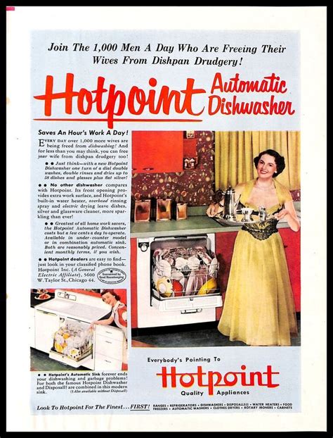 Hotpoint Automatic Dishwasher Vintage Print Ad Kitchen Appliance