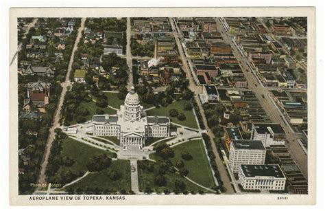 Aerial View Of The State Capitol And Downtown Area In Topeka Kansas Kansas Memory Kansas