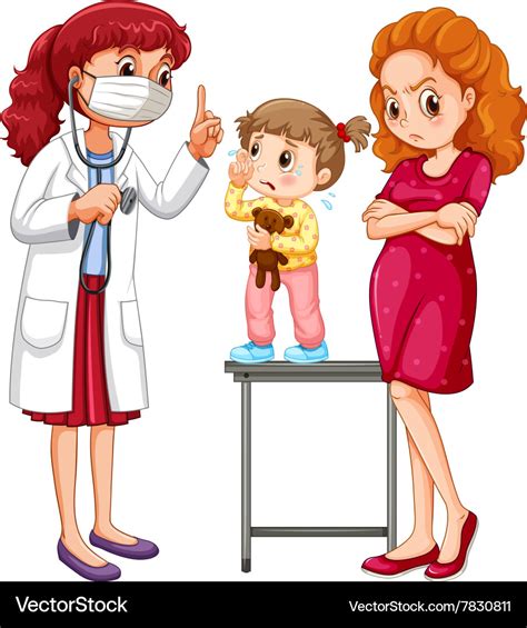 Doctor And Crying Girl Royalty Free Vector Image