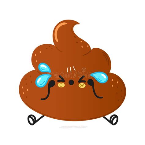 Cute Sad Poop Character Vector Hand Drawn Cartoon Kawaii Character