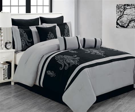 9 Piece King Sherman Black And Gray Comforter Set