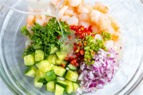 Ceviche is typically made with raw seafood, lime juice, herbs, onion and other flavorings. Fresh and Easy Shrimp Ceviche