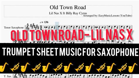 Lil Nas X Old Town Road Trumpet Sheet Music For Saxophone Bb YouTube