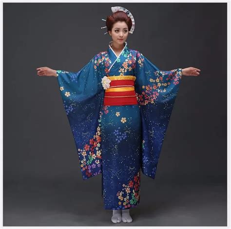 High Quality Japanese Women Kimono Yukata With Obi Sexy Womens Bar Costume Novetyl Photo