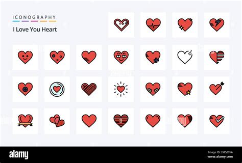 25 Heart Line Filled Style Icon Pack Stock Vector Image Art Alamy