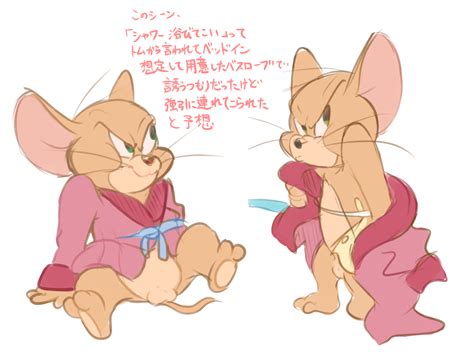 Rule 34 Atori Balls Bathrobe Clothing Fur Japanese Text Jerry Mouse Male Mammal Mouse Robe