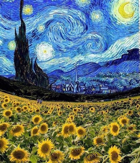 Sunflowers In Starry Night