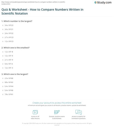 Comparing Numbers Written In Scientific Notation Worksheet