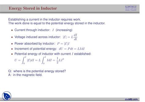 Energy Stored In Inductor Electric Machines Lecture Handout Docsity