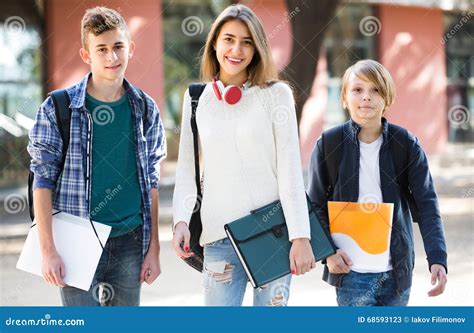 Teenage Students Going To College Stock Image Image Of Leisure