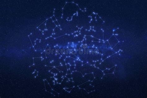 Constellation Stars On Nigt Sky Of Outer Space Stock Illustration