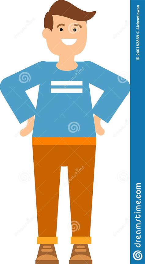 2d Animation Boy With Blue Shirt And Orange Jeans Stock Illustration