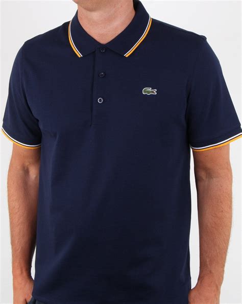 Polo shirt.short sleeves.slim fit.collar with placket & buttons.solid pique.ottoman stitch detailing at collar & cuffs.contrast colour tipping details at collar & cuffs.tonal lion embroidery at chest. Lacoste Tipped Polo Shirt Navy/white, Mens, Smart, Polo ...