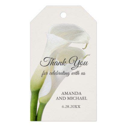 Elegant White Calla Lilies Floral Thank You Gift Tags Zazzle Gift