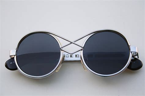 vinate round silver metal sunglasses steampunk style hi tek unusual bridge haute juice