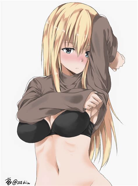 Wallpaper Ilustrasi Berambut Pirang Rambut Panjang Gadis Anime Gambar Kartun Kantai
