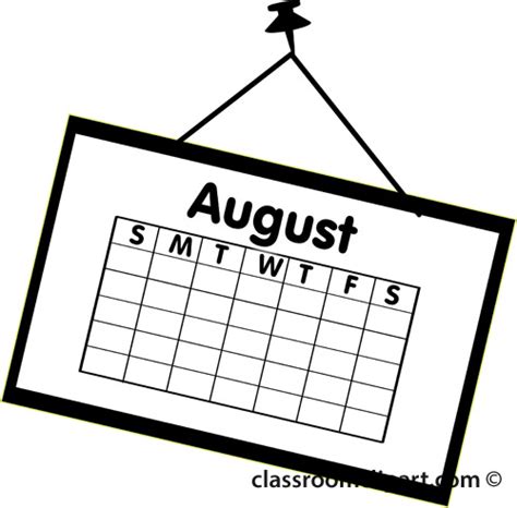 Calendar Clipart Calendaraugustoutline2 Classroom Clipart
