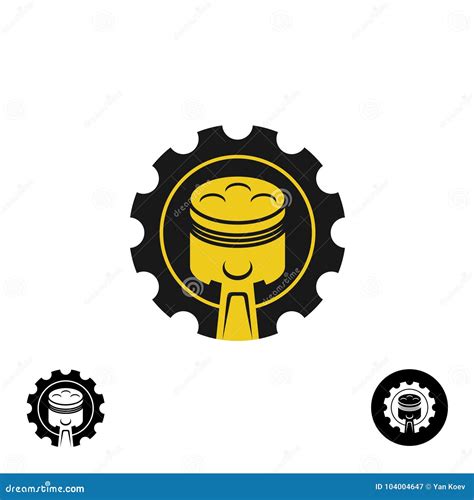 Car Piston With Pulley Gear Tech Logo Stock Vector Illustration Of