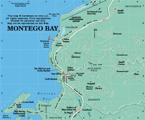 Montego Bay Jamaica Montego Bay Map Map Of Montego Bay Jamaica From Caribbean On Line