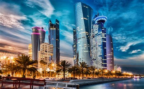 Télécharger Fonds Décran Doha Qatar Soirée Coucher Du Soleil