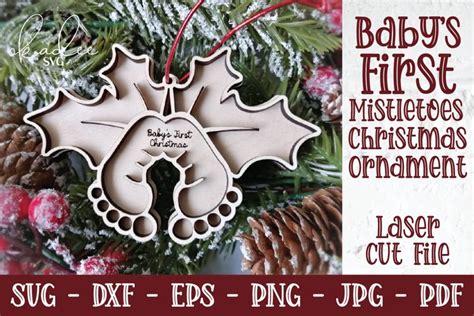 Babys First Christmas Ornament Svg Laser Cut File Dxf