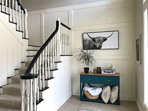 Beautiful Before And After 2 Story Foyer Remodel With Trim Molding