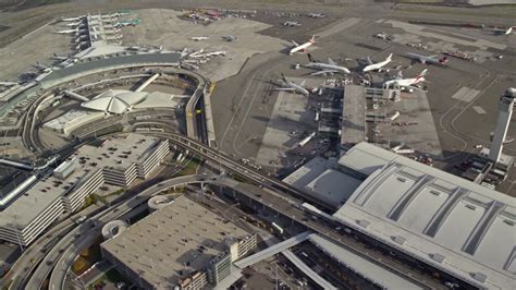 Terminals At John F Kennedy International Airport Aerial Stock Footage