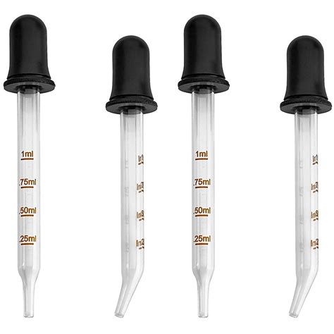 Eye Droppers Pack Of 4 Bulk Bent And Straight Tip Calibrated Glass