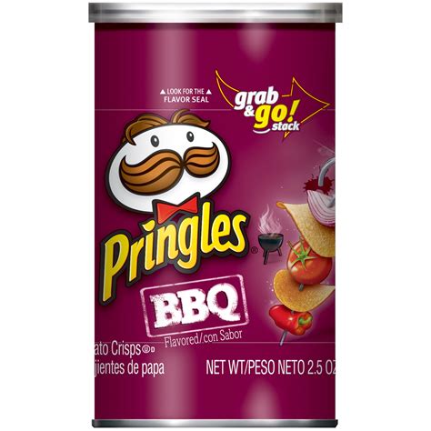 Pringles Grab And Go Stack Bbq Flavored Potato Crisps 25 Oz Can