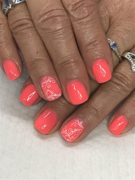 Summer Coral Gel Nails Light Elegance Pass The Torch Coral Gel Nails