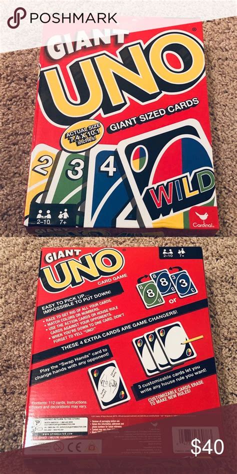 Giant Uno Card Game New In Box Uno Card Game Card Games Uno Cards