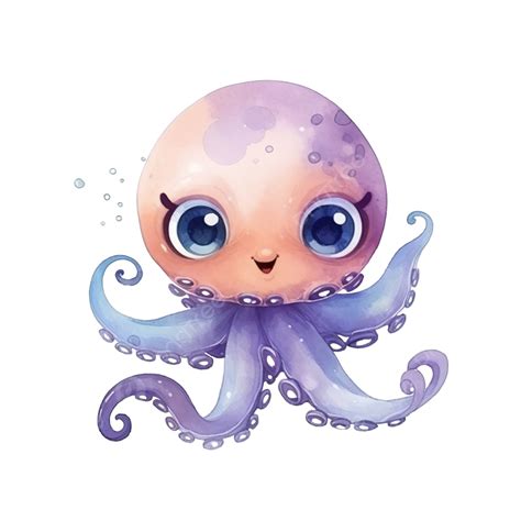 Watercolor Octopus Cartoon Watercolor Sea Life Png Transparent Image