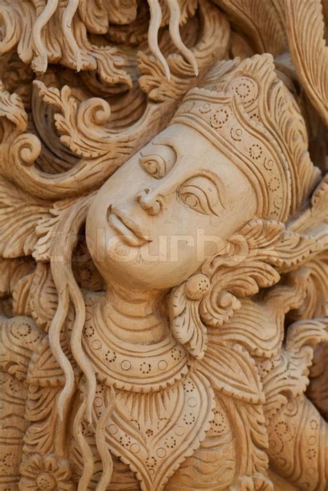 Thai Style Wood Carving Stock Image Colourbox