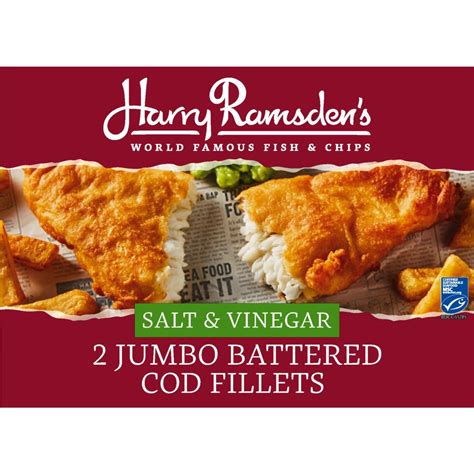 Harry Ramsdens Salt And Vinegar Jumbo Cod Fillets G Battered
