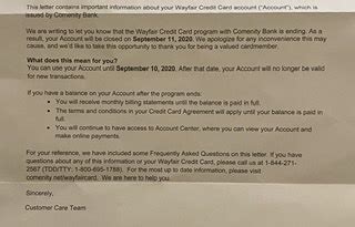 Check spelling or type a new query. Comenity shutting down Wayfair Credit Card - myFICO® Forums - 6101725