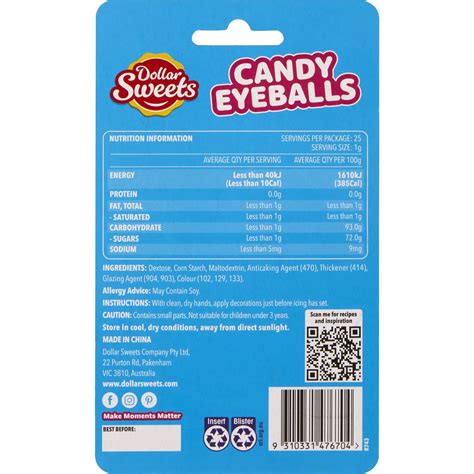 Dollar Sweets Edible Candy Eyeball 25g Woolworths