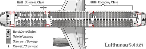 Схема салона Airbus А321 Lufthansa