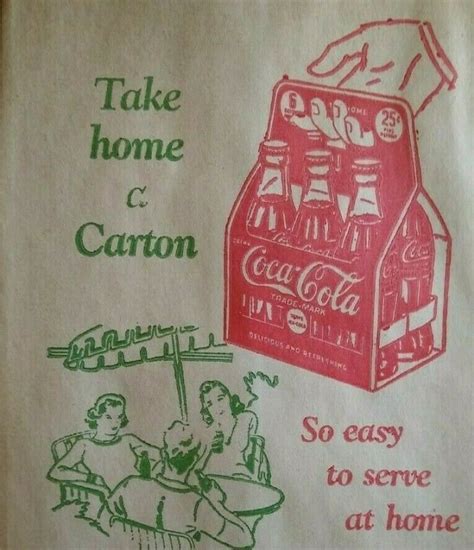 coca cola soda bottle dry server bag vintage nos 1932 original shows six pack ephemera other