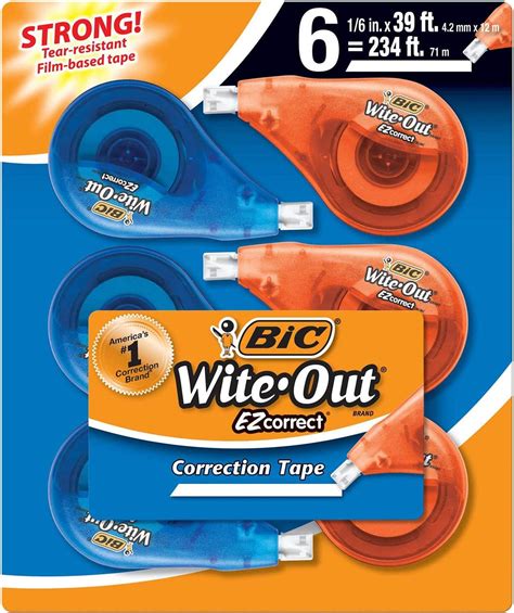 Bic Wite Out Brand Ez Correct Correction Tape White 6